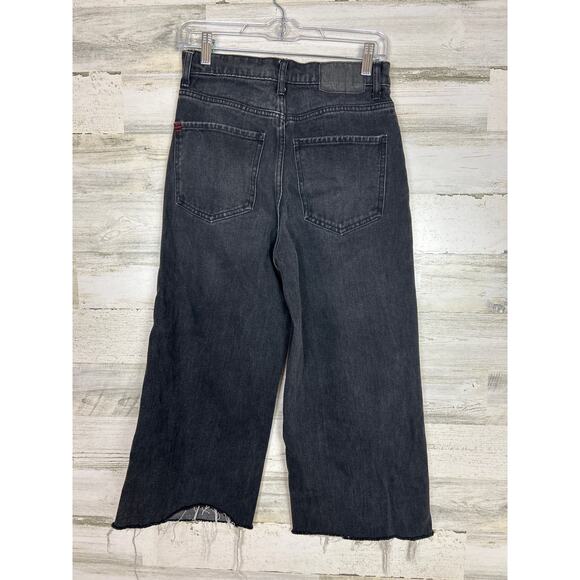 Urban Outfitters BDG Women's 27 black high rise wide leg crop jean pant boho - Picture 2 of 7